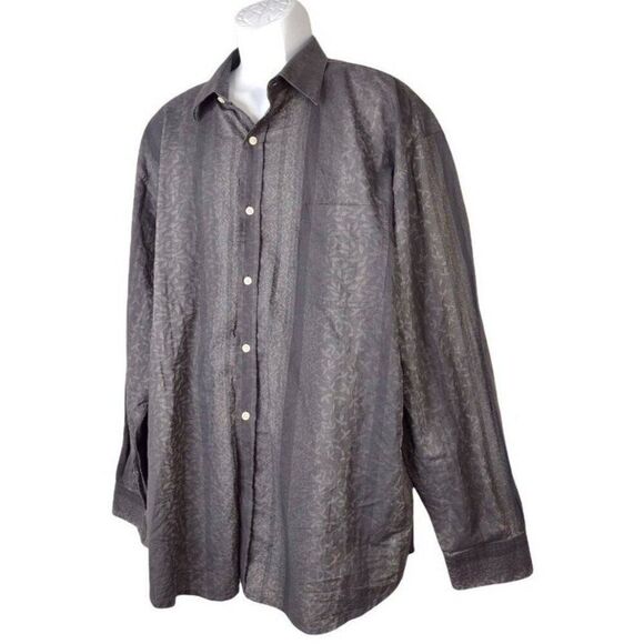 SAKS FIFTH AVENUE Long Sleeve Button Up Shirt XXL Collared Formal Printed - Picture 2 of 6
